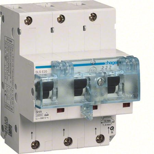 Hager HTN320E SLS-Schalter 3-Polig E 20A für Hutschiene