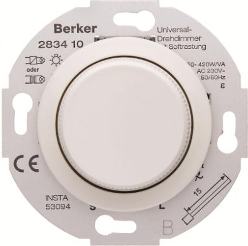 Berker 283410 Universal-Drehdimmer m. Softrastung,Z.-Stk. 1930/Glas/Palazzo Polarweiß,Glänzend Berker 283410 Universal-Drehdimmer m. Softrastung,Z.-Stk. 1930/Glas/Palazzo Polarweiß,Glänzend
