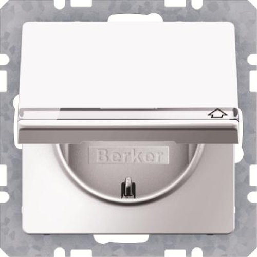 Berker 47466089 Steckdose SCHUKO mit Klappdeckel und Beschriftungsfeld Q.1/Q.3 Polarweiß, Samt