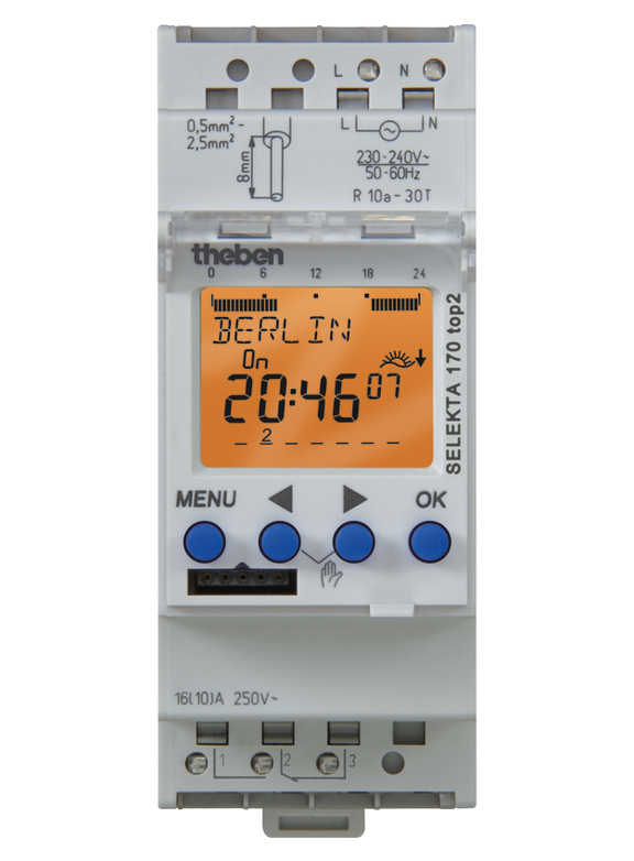 Theben 1700100 SELEKTA 170 TOP2  Astro-Zeitschaltuhr mit Wochenprogramm