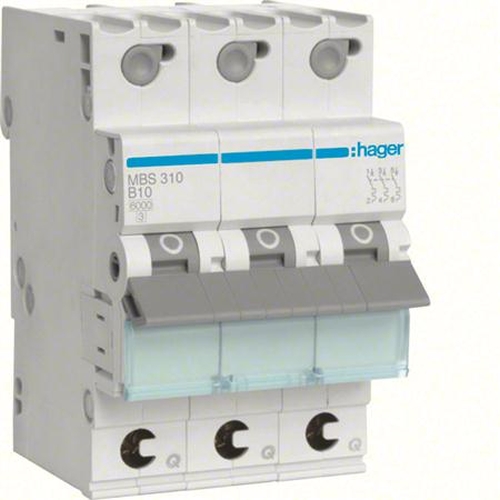 Hager MBS310 Leitungsschutzschalter 3-Polig B10A 6kA