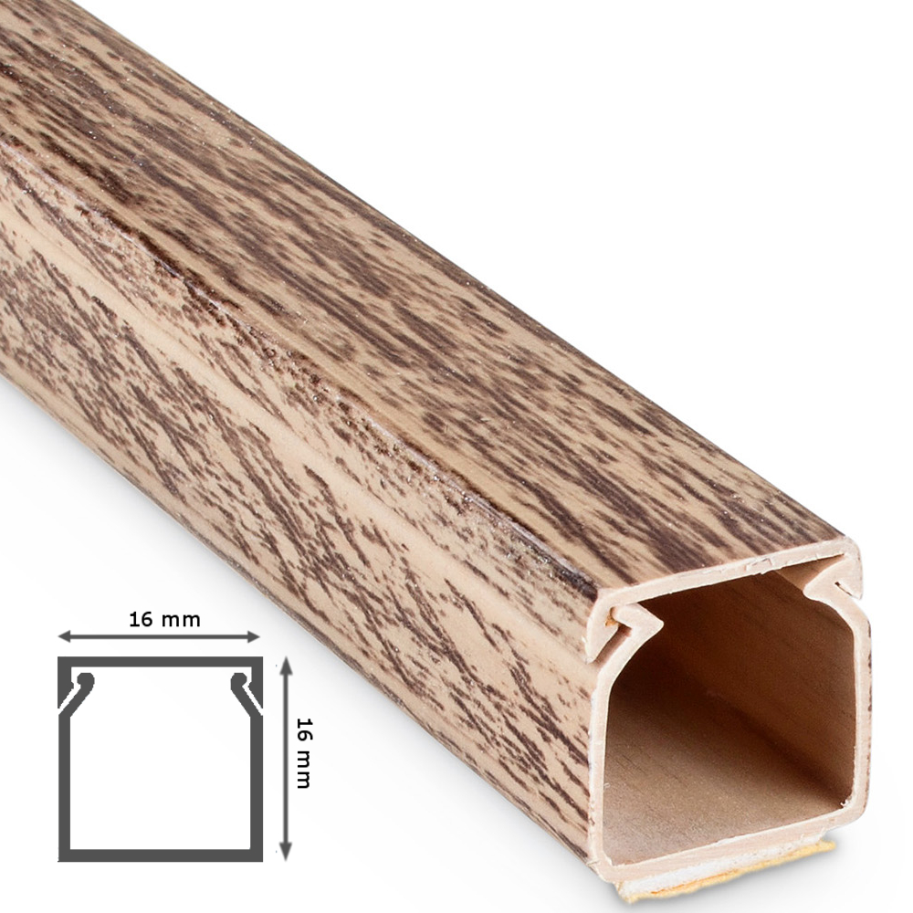 Kabelkanal 16x16x1000mm Selbstklebend Hellbraun Holzoptik