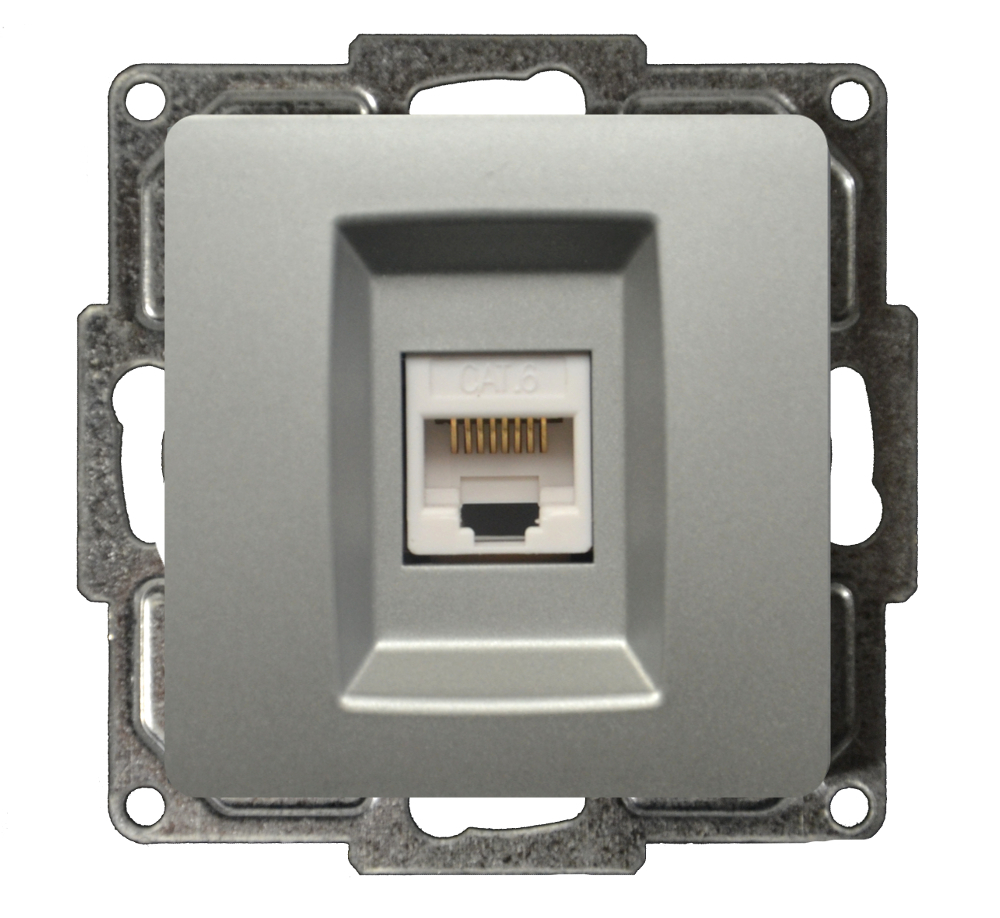 Visage RJ45 Cat6 Datendose 1-Fach Silber