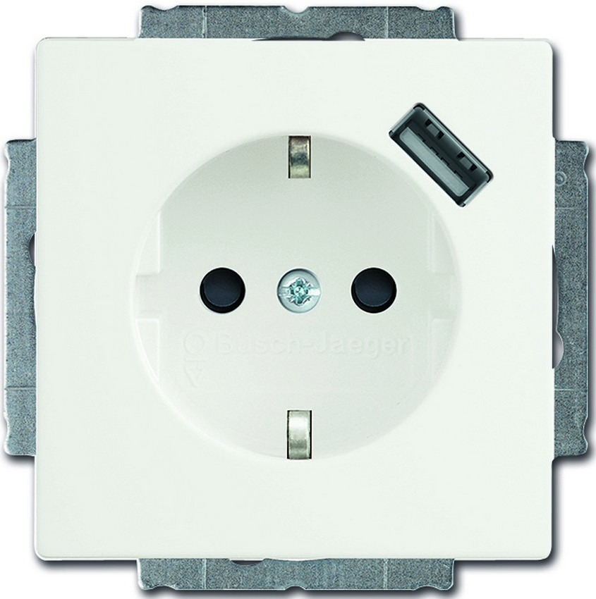 Busch-Jaeger 20EUCBUSB-884 Steckdosen Einsatz mit USB Studioweiß-Matt Busch-Jaeger 20EUCBUSB-884 Steckdosen Einsatz mit USB Studioweiß-Matt