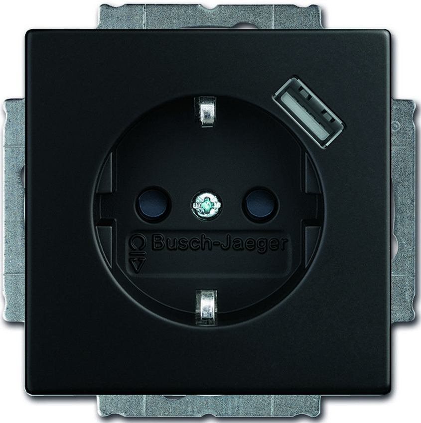 Busch-Jaeger 20EUCBUSB-885 Steckdosen Einsatz mit USB Schwarz-Matt Busch-Jaeger 20EUCBUSB-885 Steckdosen Einsatz mit USB Schwarz-Matt