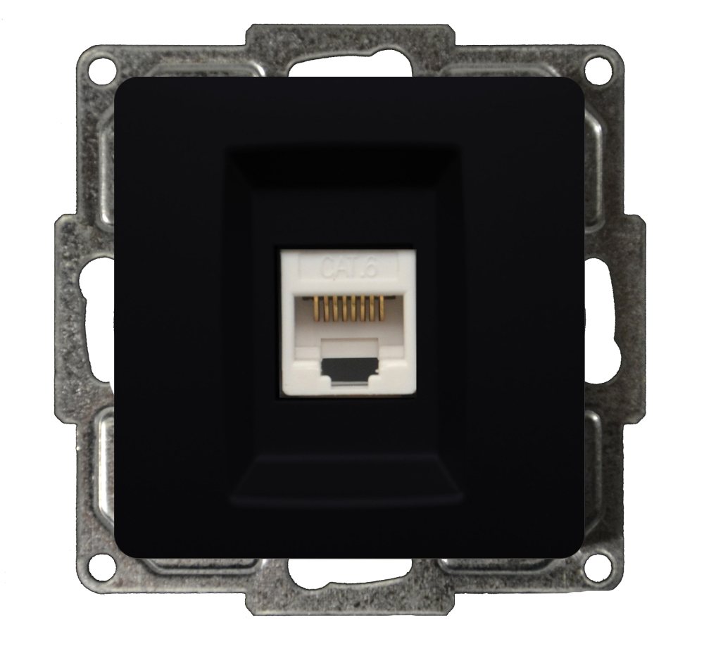 Moderna RJ45 Cat 6 Datendose 1-Fach Schwarz Moderna RJ45 Cat 6 Datendose 1-Fach Schwarz