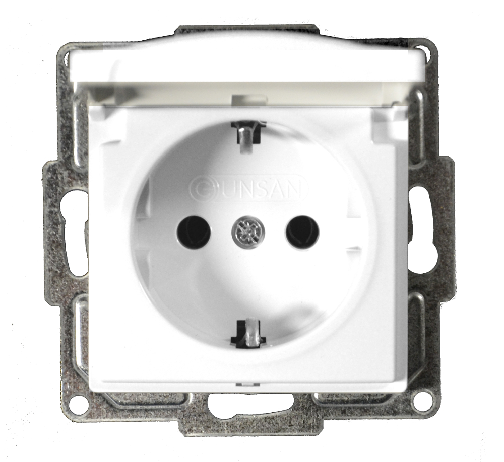 Moderna Steckdosen-Einsatz mit Klappdeckel Alpinweiß Moderna Steckdosen-Einsatz mit Klappdeckel Alpinweiß