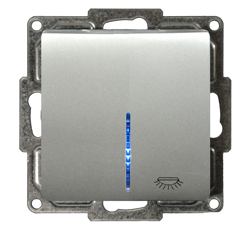 Moderna Taster mit Symbol "Licht" und LED Silber Moderna Taster mit Symbol "Licht" und LED Silber