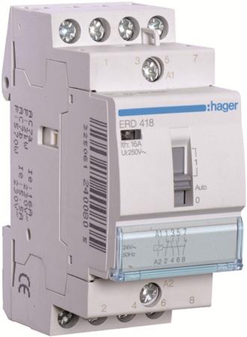 Hager ERD418 Installationsrelais 2 Schließer + 2 Öffner 16A 24V