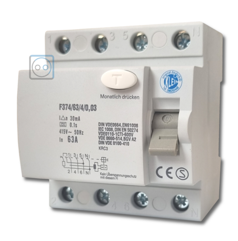 Klein Fi-Schutzschalter 63A 4-Polig 30mA Klein Fi-Schutzschalter 63A 4-Polig 30mA