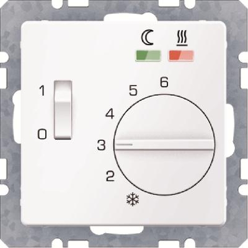 Berker 20346089 Fußbodentemp.-Regler m. Schließer, Z.-Stk., Wippsch., Q.x Polarweiß, Samt