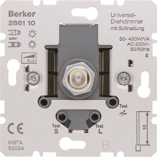 Berker 286110 Universal-Drehdimmer Einsätz mit Softrastung Hauselektronik