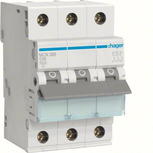 Hager MCN306 Leitungsschutzschalter 3-Polig C6A 6kA