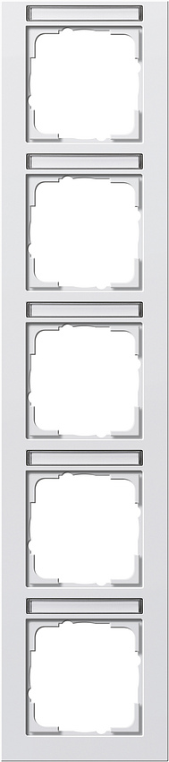 GIRA 111529 Rahmen 5-Fach mit Beschriftungsfeld Senkrecht E2 Reinweiß-Glänzend