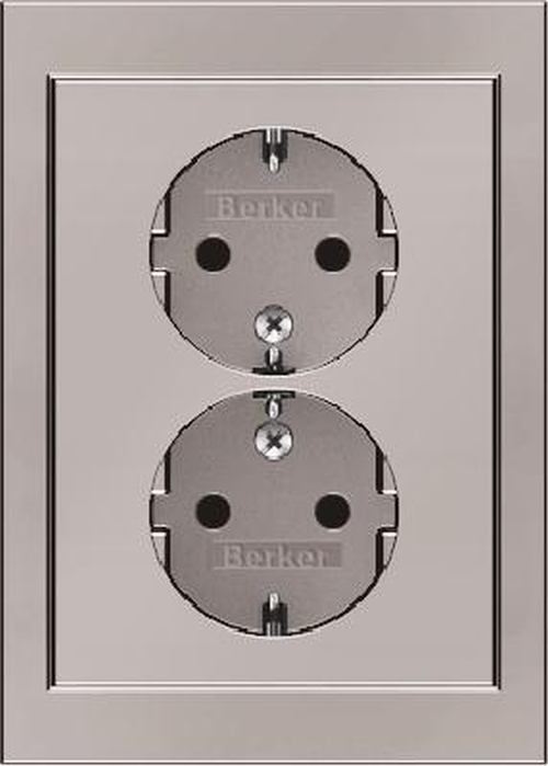 Berker 47537004 Doppelsteckdose SCHUKO mit Abdeckplatte K.5 Edelstahl, Lackiert