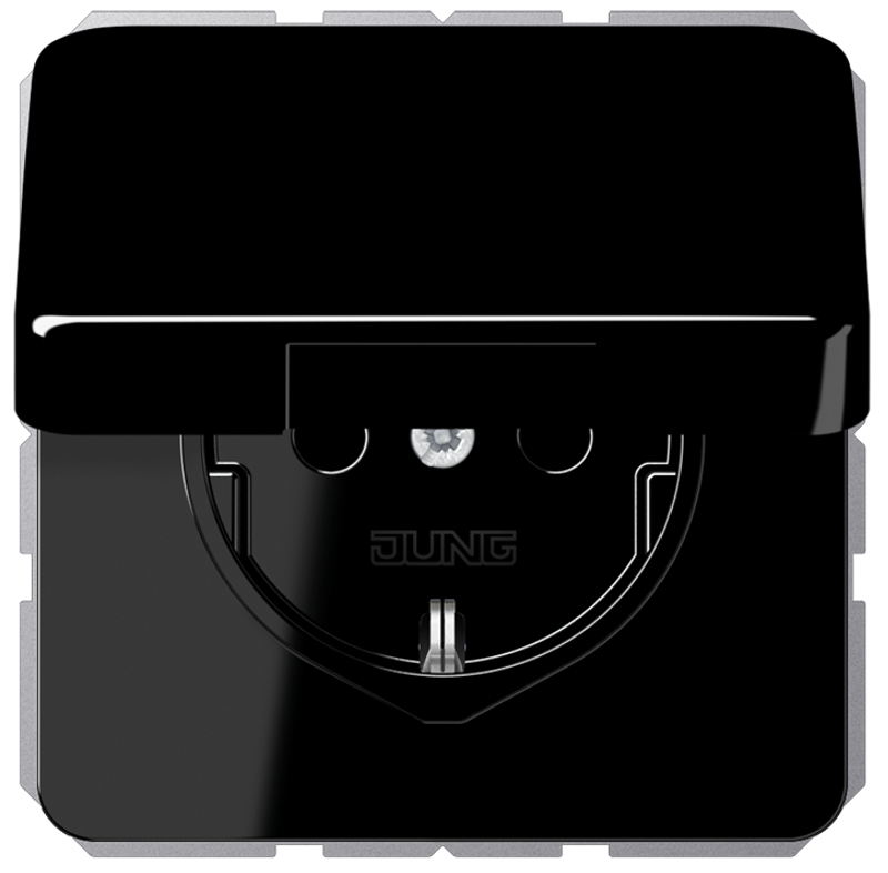 JUNG CD1520BFKIKLSW Steckdosen-Einsatz mit Klappdeckel und EBS Schwarz JUNG CD1520BFKIKLSW Steckdosen-Einsatz mit Klappdeckel und EBS Schwarz