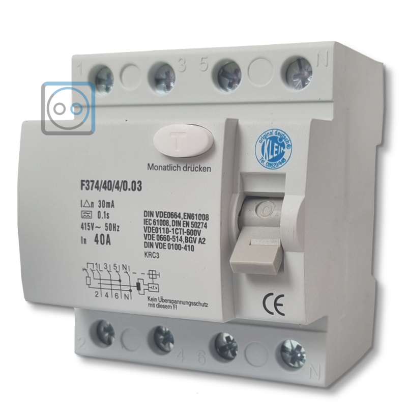Klein Fi Schutzschalter 40A 4-Polig 30mA Klein Fi Schutzschalter 40A 4-Polig 30mA