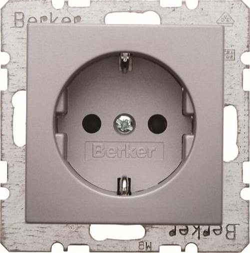 Berker 41231404 Steckdose SCHUKO mit erhöhtem Berührungsschutz B.7 Alu Matt, Lackiert