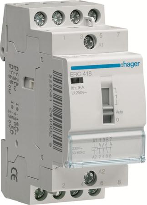 Hager ERC418 Installationsrelais 2 Schließer + 2 Öffner 16A230V