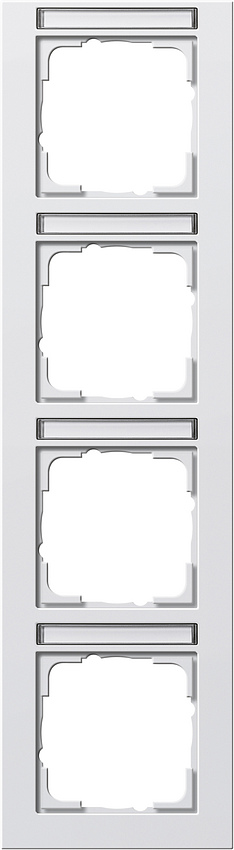 GIRA 111422 Rahmen 4-Fach mit Beschriftungsfeld Senkrecht E2 Reinweiß-Seidenmatt