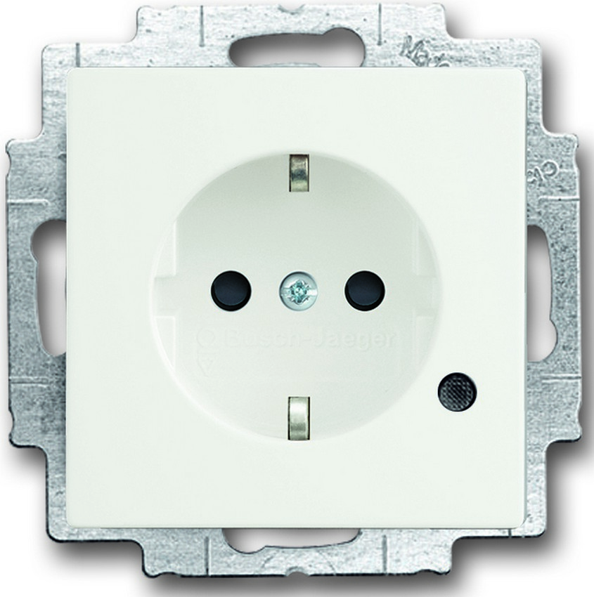 Busch-Jaeger 20EUCBL-884 Steckdosen Einsatz mit LED Kontrolllicht Studioweiß-Matt Busch-Jaeger 20EUCBL-884 Steckdosen Einsatz mit LED Kontrolllicht Studioweiß-Matt