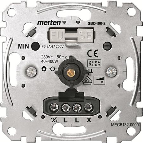 Merten MEG5132-0000 Druck-Wechseldrehdimmer-Einsatz für ohmsche Last 40-400W