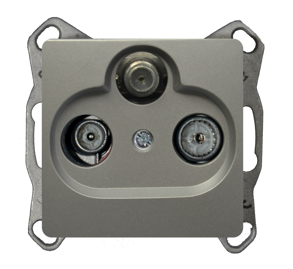 Moderna TV-Radio-SAT Stichleitungsdose Silber Moderna TV-Radio-SAT Stichleitungsdose Silber