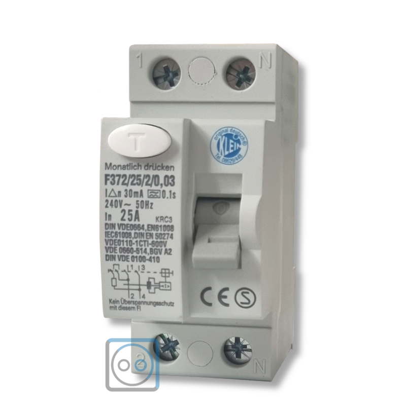 Klein Fi-Schutzschalter 25A 2-Polig 30mA Klein Fi-Schutzschalter 25A 2-Polig 30mA