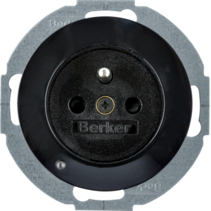 Berker 6765102045 Steckd. m. Schutzko.stift u. LED-Orientierungsl.,erh. Ber.-Schutz R.1/R.3 Sw,Gl.