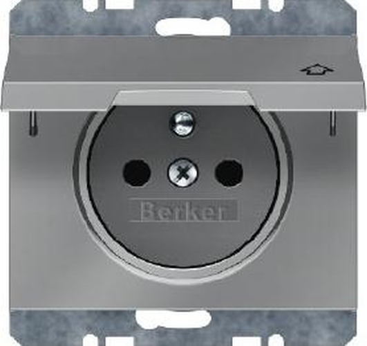 Berker 6768777104 Steckdose mit Schutzkontaktstift und Klappdeckel K.5 Edelstahl Rostfrei