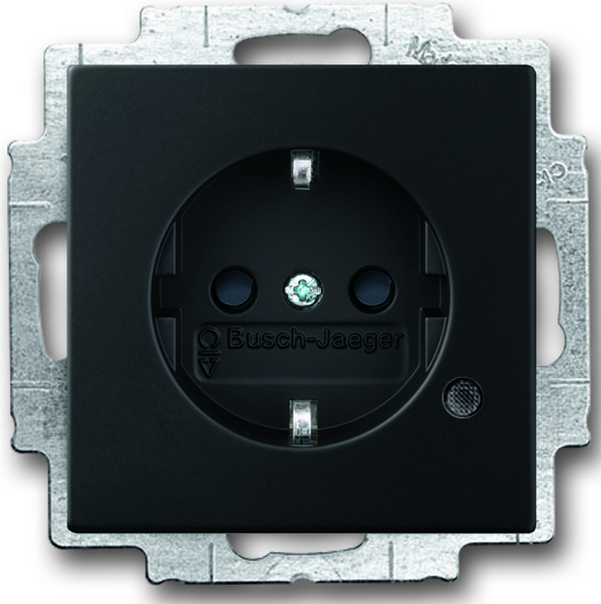 Busch-Jaeger 20EUCBL-885 Steckdosen Einsatz mit LED Kontrolllicht Schwarz-Matt Busch-Jaeger 20EUCBL-885 Steckdosen Einsatz mit LED Kontrolllicht Schwarz-Matt