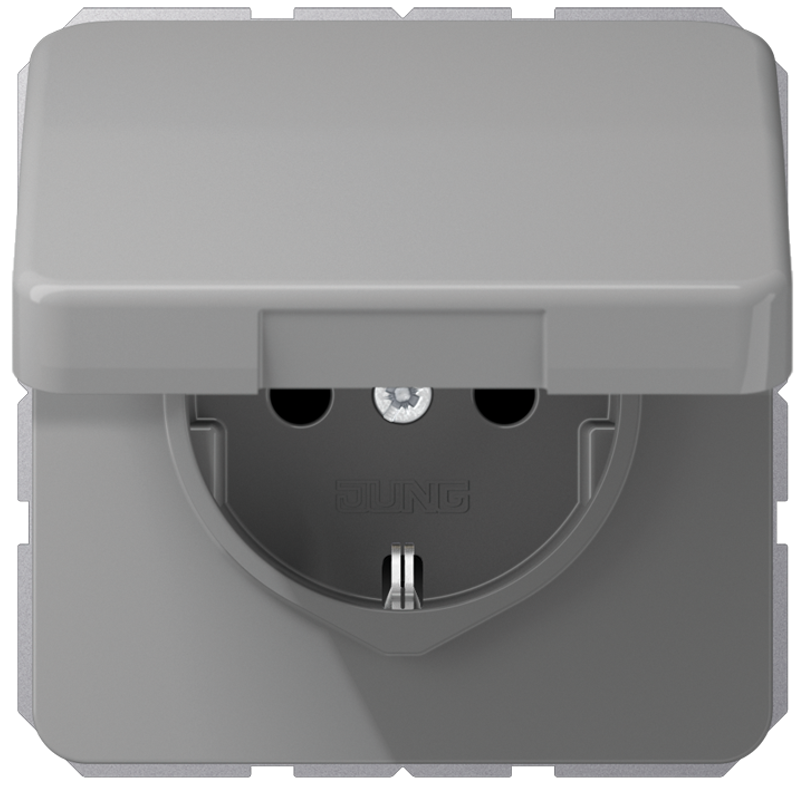 JUNG CD1520BFKIKLGR Steckdosen-Einsatz mit Klappdeckel und EBS Grau JUNG CD1520BFKIKLGR Steckdosen-Einsatz mit Klappdeckel und EBS Grau
