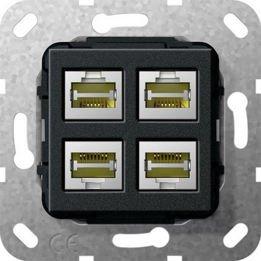 GIRA 569810 Einsatz Modular-Jack Cat6a 4-Fach Schwarz-Matt GIRA 569810 Einsatz Modular-Jack Cat6a 4-Fach Schwarz-Matt