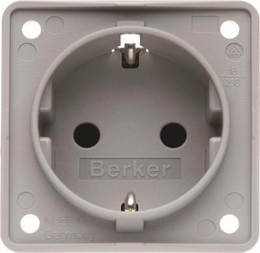 Berker 941852506 Steckdose SCHUKO, mit Schraubklemmen, Integro Modul-Einsätze, Grau Matt