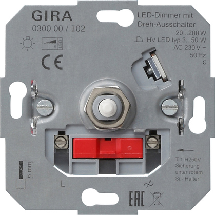 GIRA 030000 LED-Dimmeinsatz mit Dreh-Ausschalter 20-200W GIRA 030000 LED-Dimmeinsatz mit Dreh-Ausschalter 20-200W