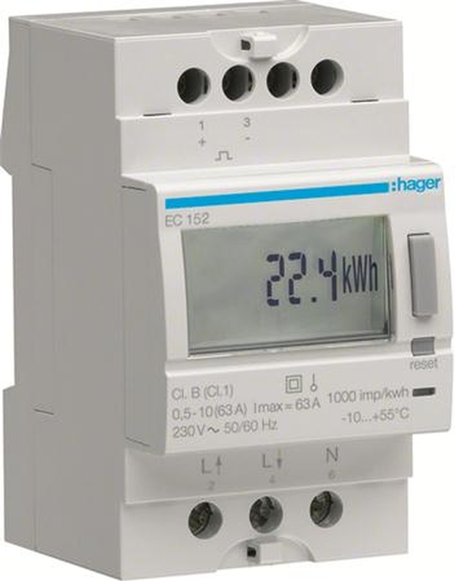 Hager EC152 Energiezähler 2-Tarif, Direktmessung 63A