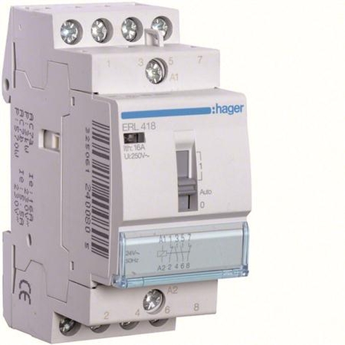 Hager ERL418 Installationsrelais 2 Schließer + 2 Öffner 16A 12V