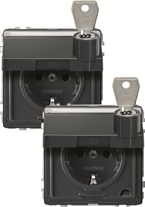 Merten MEG2318-7214 Schuko Steckdosen-Einsatz mit 2 gleichen Schließungen Anthrazit Merten MEG2318-7214 Schuko Steckdosen-Einsatz mit 2 gleichen Schließungen Anthrazit