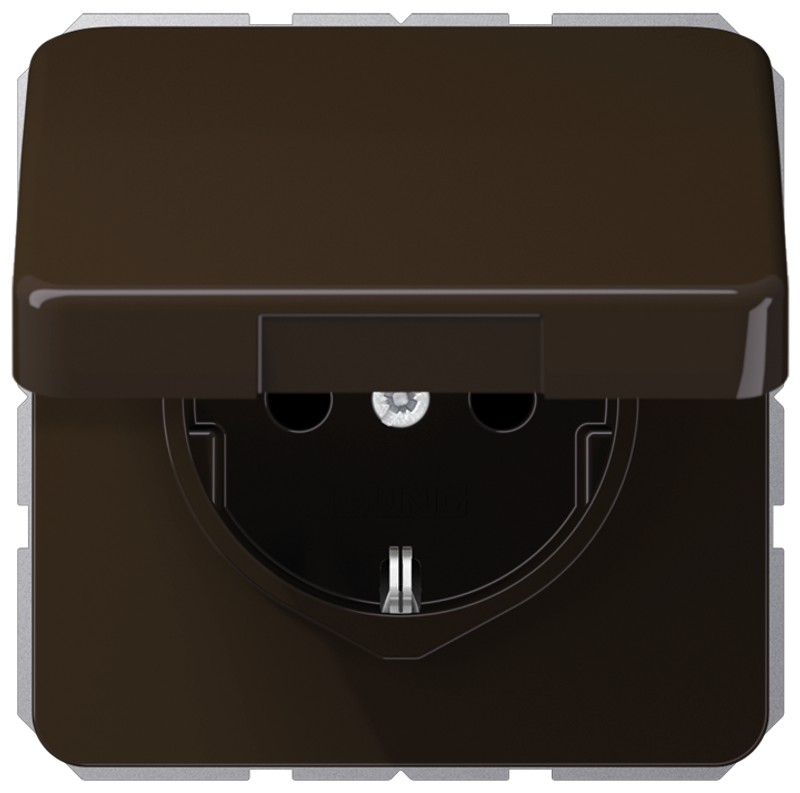 JUNG CD1520BFKIKLBR Steckdosen-Einsatz mit Klappdeckel und EBS Braun JUNG CD1520BFKIKLBR Steckdosen-Einsatz mit Klappdeckel und EBS Braun