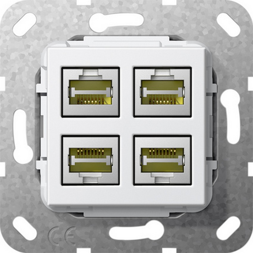 GIRA 569803 Einsatz Modular-Jack Cat6a 4-Fach Reinweiß-Glänzend GIRA 569803 Einsatz Modular-Jack Cat6a 4-Fach Reinweiß-Glänzend