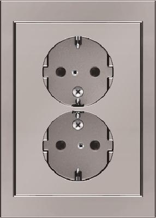 Berker 47297004 Doppelsteckdose SCHUKO mit Abdeckplatte u. erh.BS K.5 Edelstahl, Lackiert