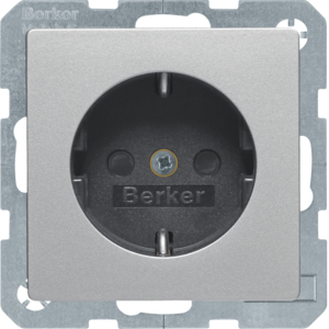 Berker 41496084 Steckdose SCHUKO mit Beschriftungsfeld u. erh.BS Q.1/Q.3 Alu Samt, Lackiert