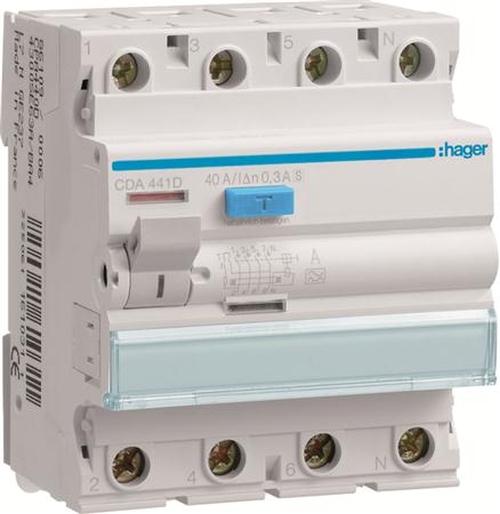 Hager CDA441D FI-Schutzschalter 40A 4-Polig für 127V-Netze