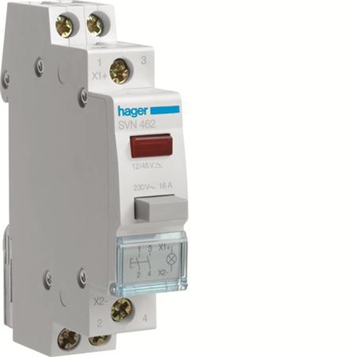 Hager SVN462 Taster 2 Schließer 12+48V mit Leuchtmelder Rot