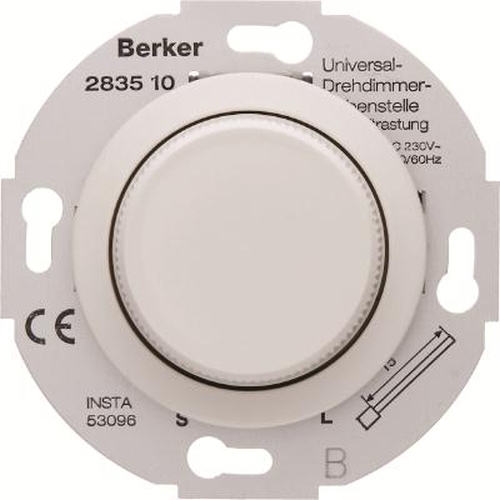 Berker 283510 Universal-Drehdimmer-Nebenstelle m. Softr. 1930/Glas/Palazzo Polarweiß, Glänzend