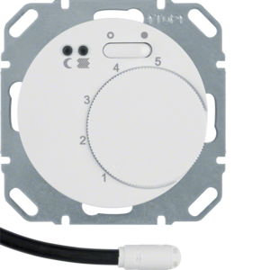 Berker 20342089 Fußbodentemp.-Regler m. Schließer, Z.-Stk., Wippsch., R.1/R.3 Polarweiß,Glänzend