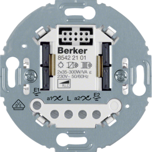 Berker 85422101 Universal Tastdimmer Einsätz 2fach 2-Draht, Tragring rund