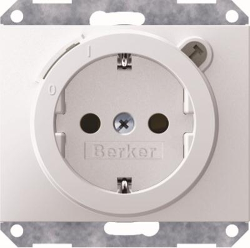 Berker 47087009 Steckdose-SCHUKO mit FI-Schutzschalter u. erh.BS K.1 Polarweiß, Glänzend Berker 47087009 Steckdose-SCHUKO mit FI-Schutzschalter u. erh.BS K.1 Polarweiß, Glänzend