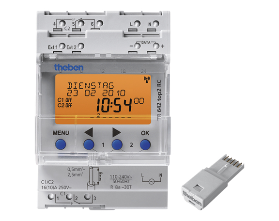 Theben 6420300 TR642 TOP2 RC Digitale Zeitschaltuhr mit Jahres- und Astro-Programm 2-Kanäle