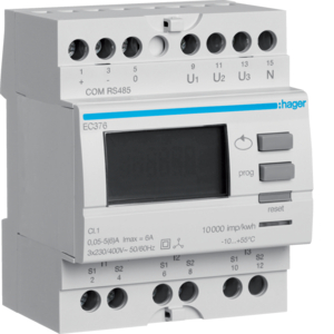 Hager EC376 Energiezähler 3-Phasig,über Wandler bis 6000A, Modbus, RS485